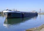 GMS Vitesse, rheinaufwärts nach der Staustufe Vogelgrün/Elsaß, L=110m, Tonnage 3103t, 1650 PS, Baujahr 2002, gemeldet in Rotterdam/NL, März 2025