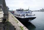 GMS Hanzestad, hat im Rheinhafen Breisach festgemacht, Heckansicht, April 2025 