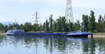 GMS Gerda, rheinabwärts, in Wartestellung vor der Schleuse Vogelgrün/Elsaß, L=70m, Tonnage 776t, 390 PS, Baujahr 1958, gemeldet in Duisburg, Mai 2025