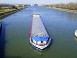 GMS Prinsenland ENI 02326049, rheinaufw�rts bei der Einfahrt in die Schleuse Vogelgr�n/Elsa�, Feb.2026
