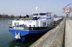 GMS MILANKO ENI 06004055, ankert im Rheinhafen Breisach, Heckansicht, M�rz 2026