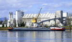 GMS Name unbekannt ankert im Rheinhafen Neubreisach (Neuf-Brisach)Elsa�, M�rz 2026