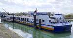 KFGS VISTA GRACIA ENI 07001839, ankert am Anleger Vogelgr�n/Elsa�, Heckansicht, April 2026