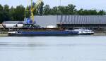 GMS PRIMO INITIO ENI 02339250, ankert im Rheinhafen von Neubreisach (Neuf-Brisach) Elsa�, Juni 2026