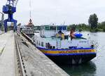 GMS WOLFGANG KRIEGER ENI 04030180, ankert im Rheinhafen von Breisach, Heckansicht, Juni 2026