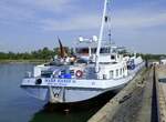 GMS MARK HARDI III ENI 02327155, ankert im Rheinhafen Breisach, Heckansicht, Juni 2026