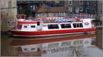 Ausflugsboot RIVER PRINCE der Yorkboat liegt am Ufer des Ouse in York. In der Vorweihnachtszeit werden Santa Cruises auf dem Ouse angeboten. 15.12.2011