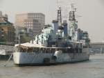 London am 21.04.2011, Themse, HMS Belfast, Museumsschiff