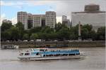 Das Fahrgastschiff BONITO ist auf der Themse in London unterwegs. 06.06.2019