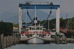 Raddampfer ITALIA, Stapellauf 1908; L 51,85 m; B 12,25 m; Passagiere 600, liegt in der Werft von Peschira del Garda.