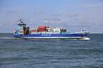 Rotterdam Maasvlakte am 5.10.2023: Das Container Schiff AURORA ist hier in der Waal Mündung um 15.30 Uhr zum Hafen Rotterdam unterwegs.Das Schiff ist in St.