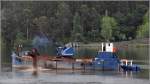 Das Baggerschiff GABIM ist am 08.05.2015 auf dem Douro bei Lever im Einsatz.
