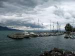 Bei schlechtem Wetter ist es ruhig im Hafen von Vevey-La Tour.