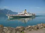 Das Dampfschiff Vevey auf der Fahrt in Richtung Villeneuve.