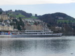 Vierwaldstättersee - MS Waldstätter unterwegs in Hafenbecken in Luzern am 28.03.2016