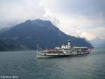 Dampfschiff Stadt Luzern am 30.7.08 kurz nach Bauen auf Urnersee