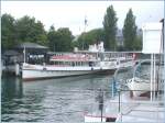 Dampfschiff Unterwalden am Schiffssteg in Luzern.