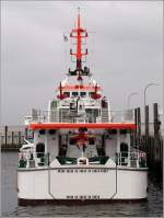 Die HERMANN MARWEDE von achtern am Liegeplatz ihrer Station Helgoland. 21.08.2010