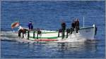 Brteboot HEL 15 URANUS ist am 30.04.2012 vor Helgoland unterwegs, um Passagiere von Fahrgastschiffen auszubooten.