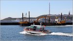 Die Dünenfähre WITTE KLIFF bringt Besucher der Düne vom Dünenhafen zurück nach Helgoland. 31.08.2016