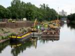 Die Baustelle der RoRo-Anlage im Berliner Charlottenburger Verbindungskanal von nrdlicher Seite am 12.06.2012.