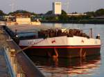 MS Labe 4  ENI 08451021 - L 80m - B 9.36m - Tg 2.40m - T 1183./ Gemeldet in Decin/CZ. Hier stilliegend in der Abendsonne am Hafen Riesenbeck am 30.07.2010.