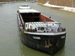 GMS Tucana  ENI 04603150 - L 79m - B 9.50m - Tg 2.54m - T 1209 - PS 800-MWM - Bj 1921 in Mainz./ Gemeldet in Hamburg/D. Hier einfahrend Schleuse Bevergern am 9.12.2010.