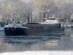 GMS Weser  ENI 04013020 - L 85m - B 8.20m - T 1080 - Bj 1956 in Gestacht./ Gemeldet in Elsfleth/D. Hier im Unterwasser der Schleuse Bevergern am 18.12.2010.