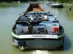 GMS Frankenwald - 04012030 - Lnge: 100 m - Breite: 9,50 m - Tiefgang: 2,80 m - 
Tonnage: 2036 t - PS 1120-SKL - Bj 1972 bei Deggendorfer Schiffswerft in Deggendorf - Gemeldet in Kln. Hier fhrt die Frankenwald talwrts aus der Schleuse Rodde am 3.06.2010.