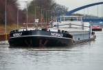 GMS Noraly - 06003460 - Lnge: 85,80 m - Breite: 9,50 m - Tiefgang: 2,91 m -Tonnage: 1495 - PS 1250-Cummins Wartsila - Bj 1999 bei Plocka Stocznia in Plock/PL - Fertigstellung bei Schlmer in Oldersum - Gemeldet in Groningen/NL. Zu Berg vor der Schleuse Mnster am 30.11.2009. 