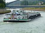 GMS Kapstadt - 02326507 - Lnge: 85 Meter - Breite: 9,50 Meter- Tiefgang: 2,70 -Tonnage:1379 - PS 953-Mitsubishi - Bj 1962 bei Ruhrorter Schiffswerft - Gemeldet in Duisburg/D. Zu Tal an der Riesenbecker Dorf Brcke am 1.07.2010.  