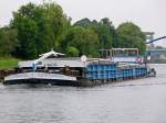 GMS Steinachtal - 04601550 - Lnge: 86,00 m - Breite: 8,23 m - Tiefgang: 2,54 m - Tonnage: 1162 t - PS 620-Deutz - Bj 1942 bei Jos Boel & Zn. in Temsche/B - Gemeldet in Neckarsteinach /D. Zu Tal im WDK unterhalb der Schleuse Ahsen am 4.07.2011.