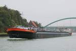 TMS SYNTHESE-21 (04030280 , 103,50 x 9m) am 30.09.2020 im DORTMUND-EMS-KANAL nach dem Unterqueren der Lazarusbrücke in Riesenbeck auf Talfahrt.