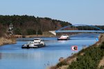 GMS Weststrand (04030830 - im Vordergrund) und GMS Niedersachsen 9 (04002180) am 01.04.2016 im Elbe-Havel-Kanal bei Niegripp mit Fahrtrichtung Westen.