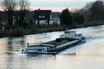 GMS  MICHAEL B  (04031030 , 67 x 8,20m) am 16.12.2021 im  ELBE-HAVEL-KANAL  bei Kader Schleuse auf Bergfahrt nach Berlin.