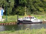 Peilschiff KUGELBAKE (so hieß auch ein Stader Vermessungsschiff, das 1966 an der Grenze zur DDR für politische Schlagzeilen sorgte) vom WSA Lauenburg ENI 05012230 liegt auf dem Elbe-Lübeck-Kanal; 26.09.2009
