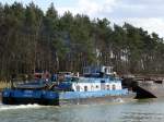 Nachschuss auf polnisches Schubschiff NAWA S2, Wrocław (Breslau), SB - 08351039, mit Schubleichter SL 19 auf dem  Heide-Suez  bei Bad Bevensen; 24.03.2011
