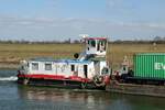 Schubboot  SCH 2423  (04031740 , 16,50 x 8,16m) am 29.03.2022 im  ELBE-SEITENKANAL  zw. Artlenburg und Scharnebeck auf Bergfahrt.