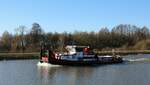 Schubboot  PAULA  (IMO 04802120 , 20 x 4,70m) befuhr am 25.02.2026 den  ELBE-SEITENKANAL  vor L�der zu Berg.