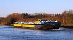 TMS  SVENJA REICH  (IMO 04813690 , 86 x 9,60m)  am 25.02.2026 auf dem  ELBE-SEITENKANAL  bei Bad Bodenteich zu Tal.