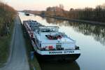 TMS  BERNHARD DETTMER  (ENI 04806430 , 100 x 9,50m) lag zum Feierabend am 03.03.2026 an der Liegestelle Bad Bodenteich / ELBE-SEITENKANAL.