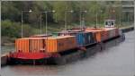 SCH - 2423 liegt am 07.05.2006 mit drei Schubleichtern - im Vordergrund 3203 A, im unteren Vorhafen der Schleuse Uelzen am Elbe-Seitenkanal.