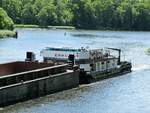 Schubboot EDDA (05609510 , 25,66 x 8,19m) am 23.06.2020 im LEHNITZSEE / HAVEL-ODER-WASEERSTRASSE / ODER-HAVEL-KANAL vor der Schleuse Lehnitz auf Bergfahrt.