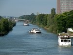 Blick von der Stadtbrücke in Wolfsburg auf den Mittellandkanal nach Westen am 21.09.2016.