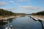 Blick auf den Unteren Vorhafen der Schleuse Hohenwarthe / MITTELLANDKANAL  am 17.02.2025.