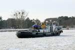 Eisbrecher  STIER  (ENI 05011480 , 27,98 x 6,60m)  lag am 19.02.2026 im Fahrwasser des  MITTELLANDKANALES  bei Hohenwarthe.