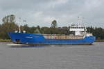 Corinne, Frachtschiff,  IMO: 8912481 Heimathafen BORGÁ / Finnland, auf dem NOK bei Burg Richtung Elbe am 02.10.17.