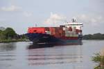 Der Container Frachter PEGASUS war am 26.05.2020 auf dem Nord Ostsee Kanal in Höhe Rendsburg in Richtung Elbe unterwegs.
