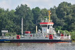 Fähre OPPELN (ENI 05043010) am 24.7.2021 auf dem NOK (Nord-Ostsee-Kanal) bei der Fährstelle Kudensee