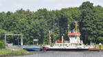 Fähre STRALSUND (ENI 05041910) am 24.7.2021 auf dem NOK (Nord-Ostsee-Kanal) bei der Fährstelle Breiholz